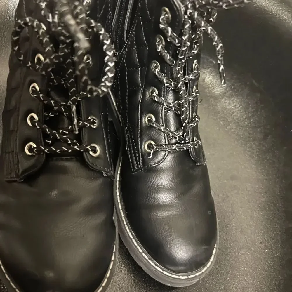 STEVE MADDEN Combat Boots  Side Zip Laces sz 2